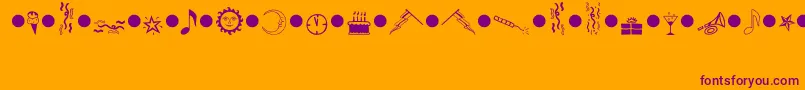 PartiesMt-Schriftart – Violette Schriften auf orangefarbenem Hintergrund