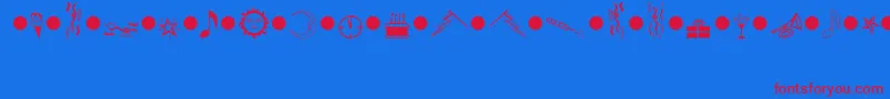 フォントPartiesMt – 赤い文字の青い背景