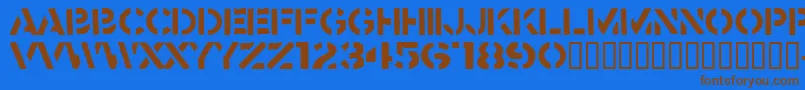 Crass-Schriftart – Braune Schriften auf blauem Hintergrund