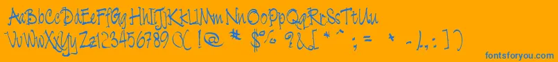 Fonte Cratch   – fontes azuis em um fundo laranja