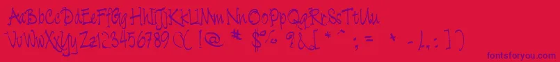 Fonte Cratch   – fontes roxas em um fundo vermelho
