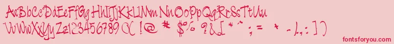 フォントCratch   – ピンクの背景に赤い文字
