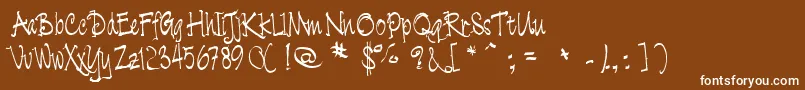 Cratch  -Schriftart – Weiße Schriften auf braunem Hintergrund