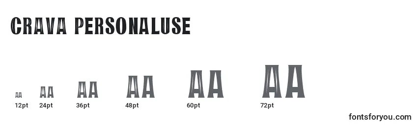 CRAVA PersonalUse Font Sizes