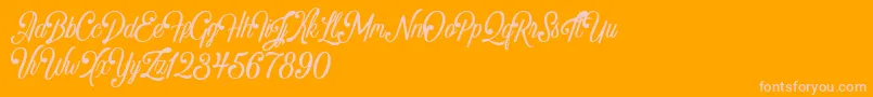 Crawley Demo-Schriftart – Rosa Schriften auf orangefarbenem Hintergrund