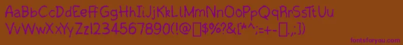 Crayonara Regular Font – Purple Fonts on Brown Background
