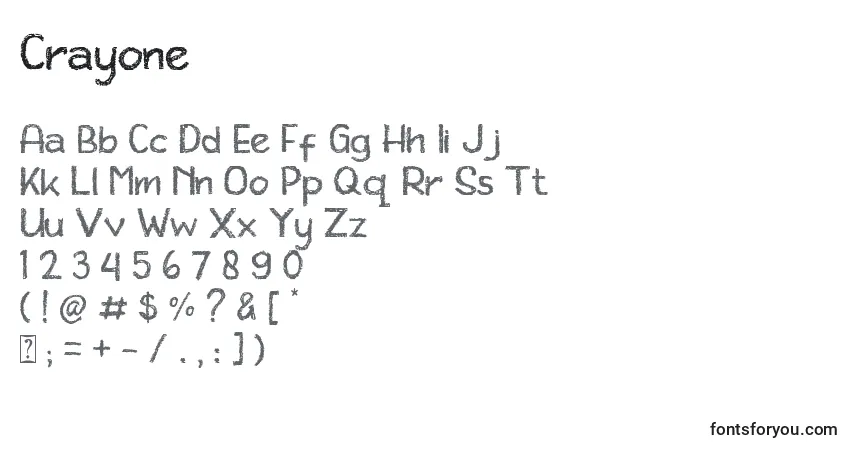 Schriftart Crayone (124139) – Alphabet, Zahlen, spezielle Symbole