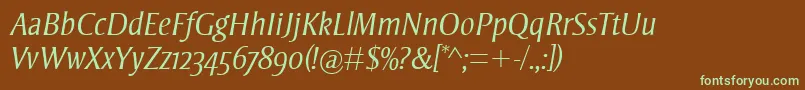StrayhornMtOsfLightItalic Font – Green Fonts on Brown Background