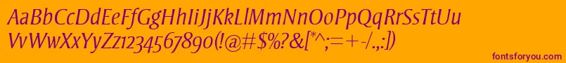 StrayhornMtOsfLightItalic Font – Purple Fonts on Orange Background