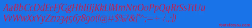 StrayhornMtOsfLightItalic Font – Red Fonts on Blue Background