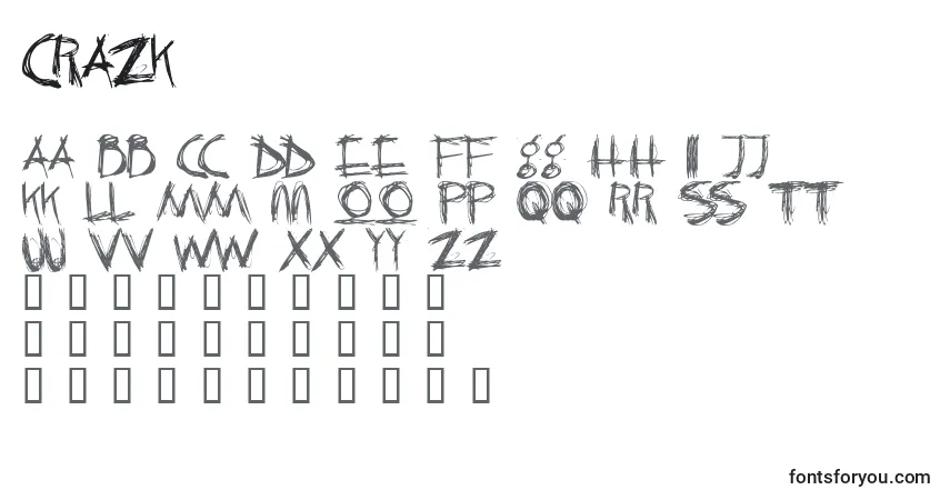 A fonte CRAZK    (124141) – alfabeto, números, caracteres especiais