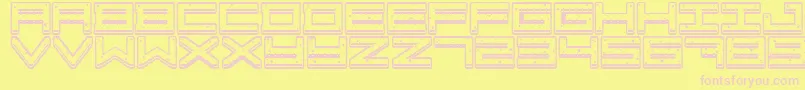 Crazy COokies-Schriftart – Rosa Schriften auf gelbem Hintergrund