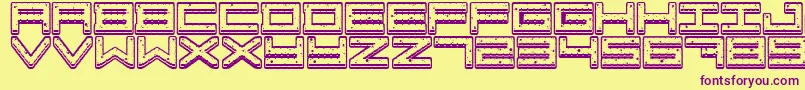 Crazy COokies-fontti – violetit fontit keltaisella taustalla