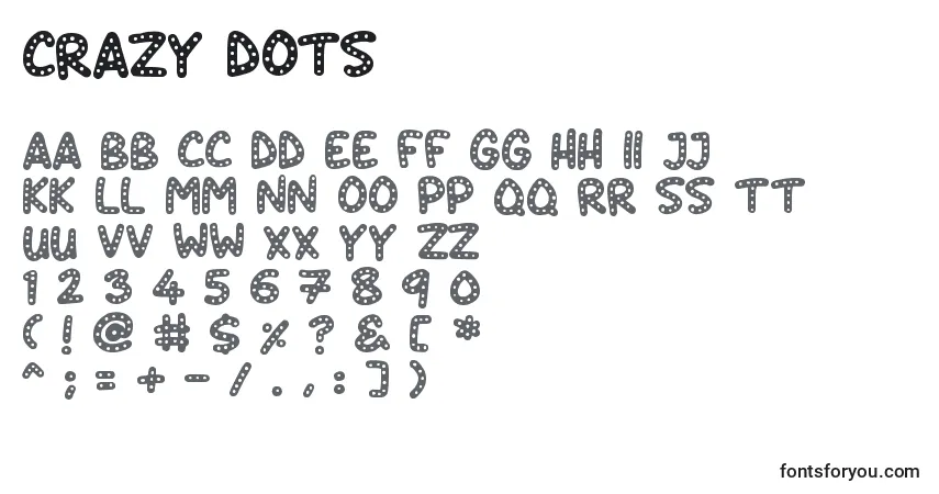 Crazy Dots-fontti – aakkoset, numerot, erikoismerkit