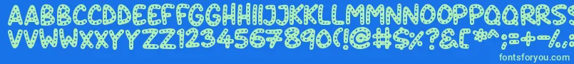 Więcej informacji o czcionce Crazy Dots Czcionka Crazy Dots – zielone czcionki na niebieskim tle