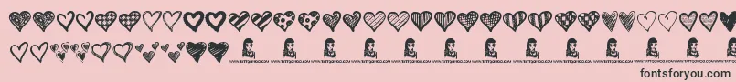 Crazy Hearts Font – Black Fonts on Pink Background