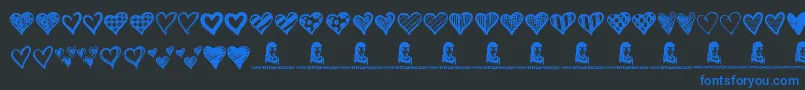 Crazy Hearts Font – Blue Fonts on Black Background