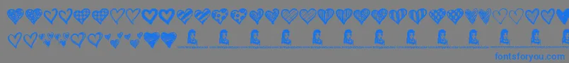 Crazy Hearts-Schriftart – Blaue Schriften auf grauem Hintergrund