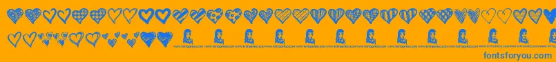 Crazy Hearts Font – Blue Fonts on Orange Background