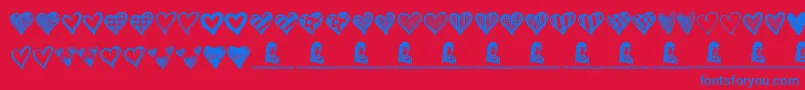 Crazy Hearts Font – Blue Fonts on Red Background