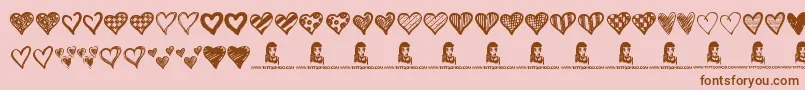 Crazy Hearts Font – Brown Fonts on Pink Background