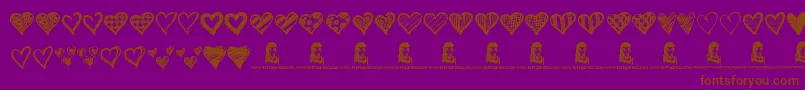 fuente Crazy Hearts – Fuentes Marrones Sobre Fondo Morado