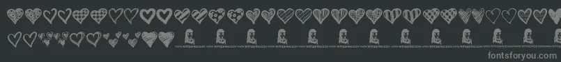 Crazy Hearts Font – Gray Fonts on Black Background