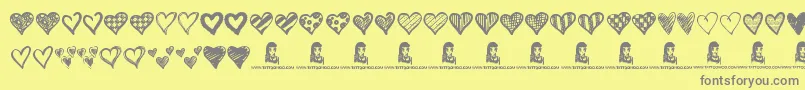 Crazy Hearts Font – Gray Fonts on Yellow Background