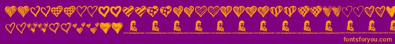 Crazy Hearts Font – Orange Fonts on Purple Background