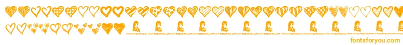 Crazy Hearts Font – Orange Fonts on White Background