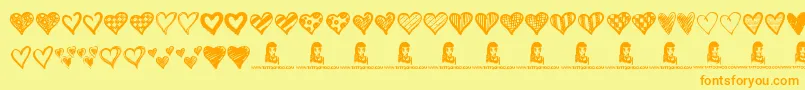 Crazy Hearts Font – Orange Fonts on Yellow Background