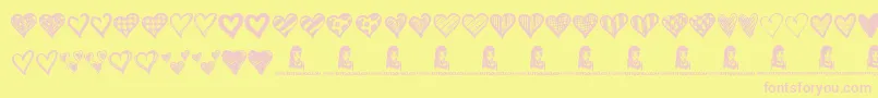 Crazy Hearts Font – Pink Fonts on Yellow Background