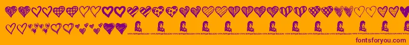 Crazy Hearts Font – Purple Fonts on Orange Background