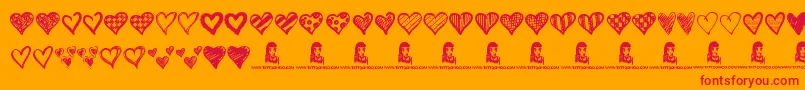 Crazy Hearts Font – Red Fonts on Orange Background