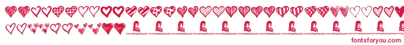 Crazy Hearts Font – Red Fonts on White Background