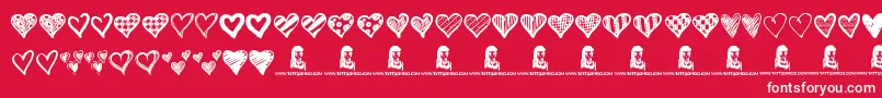 Crazy Hearts Font – White Fonts on Red Background