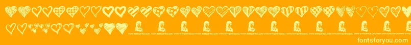 Crazy Hearts Font – Yellow Fonts on Orange Background