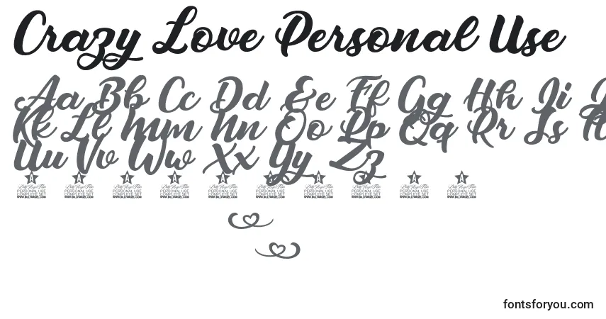 A fonte Crazy Love Personal Use – alfabeto, números, caracteres especiais