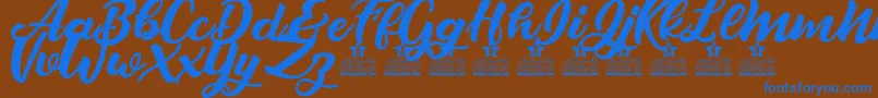 Fonte Crazy Love Personal Use – fontes azuis em um fundo marrom