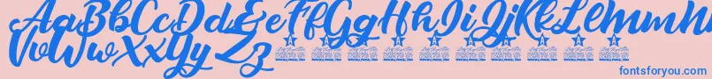 フォントCrazy Love Personal Use – ピンクの背景に青い文字