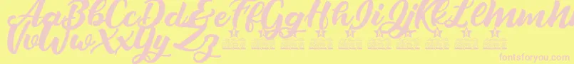 Czcionka Crazy Love Personal Use – różowe czcionki na żółtym tle