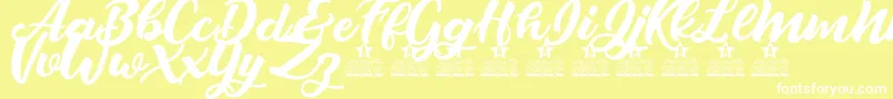 Crazy Love Personal Use-fontti – valkoiset fontit keltaisella taustalla