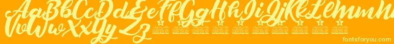 Crazy Love Personal Use Font – Yellow Fonts on Orange Background
