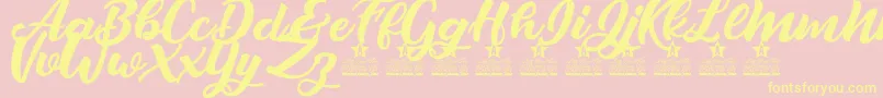 Crazy Love Personal Use Font – Yellow Fonts on Pink Background