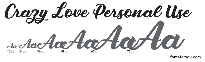Crazy Love Personal Use Font Sizes