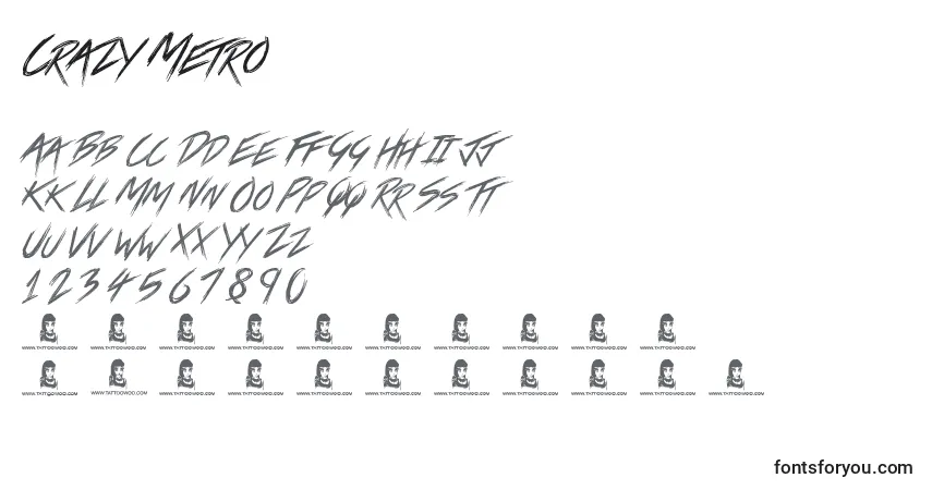 Шрифт Crazy Metro – алфавит, цифры, специальные символы