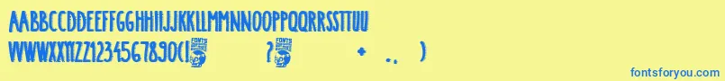 Weitere Informationen zur Crazy Saigon-Schriftart Crazy Saigon-Schriftart – Blaue Schriften auf gelbem Hintergrund