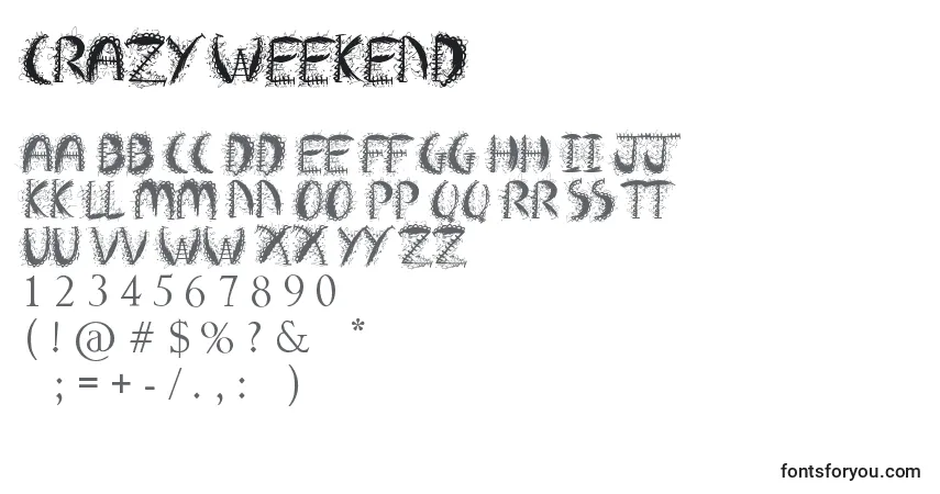 Crazy Weekend-fontti – aakkoset, numerot, erikoismerkit