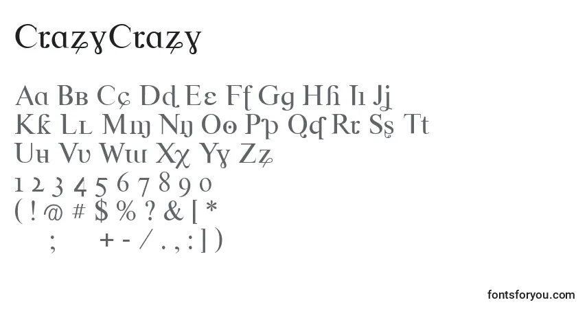 A fonte CrazyCrazy (124151) – alfabeto, números, caracteres especiais