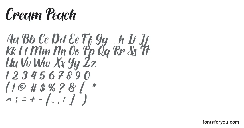 Schriftart Cream Peach – Alphabet, Zahlen, spezielle Symbole